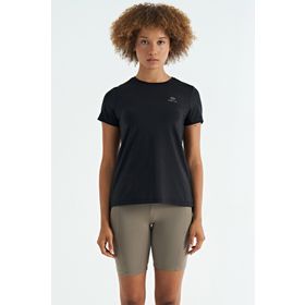 Tommy Life 97267 Siyah Sırt Yırtmaç Detaylı O Yaka Kısa Kollu Standart Kalıp Kadın T-Shirt