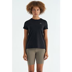 Tommy Life 97267 Siyah Sırt Yırtmaç Detaylı O Yaka Kısa Kollu Standart Kalıp Kadın T-Shirt