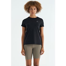Tommy Life 97267 Siyah Sırt Yırtmaç Detaylı O Yaka Kısa Kollu Standart Kalıp Kadın T-Shirt