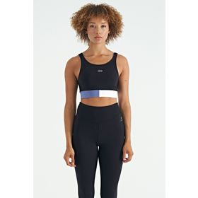 Tommy Life 97275 Siyah Renk Bloklu Logo Baskılı Dar Kalıp Fitilli Kadın Büstiyer
