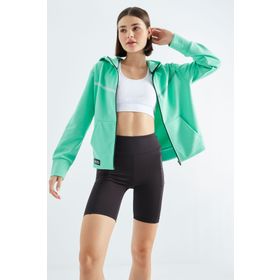 Tommy Life 97277 Su Yeşili Kapüşonlu Fermuarlı Kadın Sweatshirt