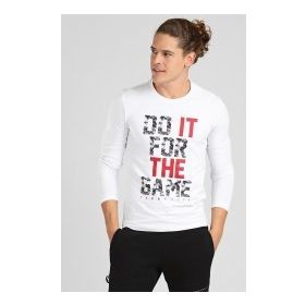 Tommy Life Beyaz Erkek Bisiklet Yaka Baskılı Sweatshirt