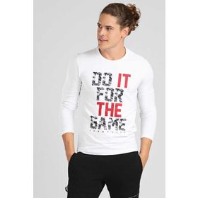 Tommy Life Beyaz Erkek Bisiklet Yaka Baskılı Sweatshirt