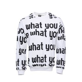 Tommy Life Beyaz Erkek Bisiklet Yaka Baskılı Sweatshirt