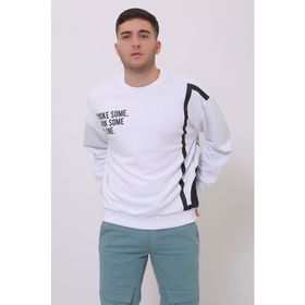 Tommy Life Beyaz Erkek Bisiklet Yaka Baskılı Sweatshirt