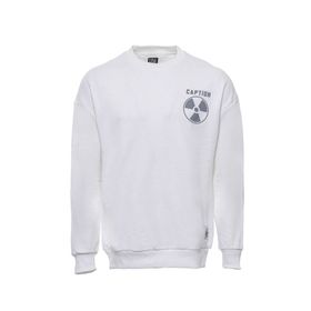 Tommy Life Beyaz Erkek Bisiklet Yaka Baskılı Sweatshirt