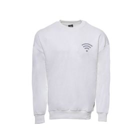 Tommy Life Beyaz Erkek Bisiklet Yaka Baskılı Sweatshirt