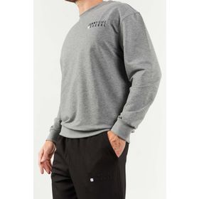 Tommy Life Gri Melanj Siyah Casual O Yaka Lastik Paça Erkek Oversize Eşofman Takımı
