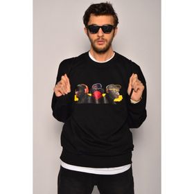 Tommy Life Siyah Erkek Baskılı Sweatshirt