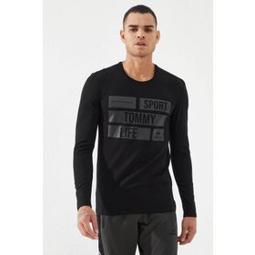 Tommy Life Siyah Erkek Baskılı Sweatshirt