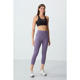 Tommy Life T10BY-93097_01 Eflatun Kadın Yüksek Bel Slim Fit Dar Paça Kapri Tayt