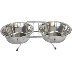 Tommy VM2700B 500+500 ml İkili Ayaklı Çelik Mama Su Kabı