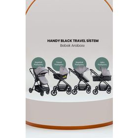 Tommybaby Handy Black New Gri Travel Seyahat Sistem Bebek Arabası