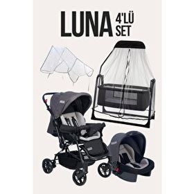 Tommybaby Luna 4 Adet Beşik Antrasit Bebek Arabası Puset Yağmurluğu