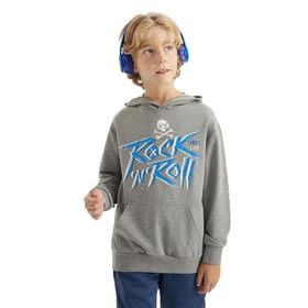 Tommylife 11002 Siyah Yazı Baskılı Kanguru Cepli Kapüşonlu Standart Kalıp Erkek Çocuk Sweatshirt
