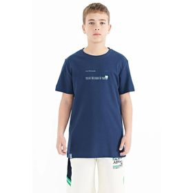 Tommylife 11117 İndigo Baskı Detaylı O Yaka Standart Kalıp Erkek Çocuk T-Shirt