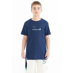 Tommylife 11117 İndigo Baskı Detaylı O Yaka Standart Kalıp Erkek Çocuk T-Shirt