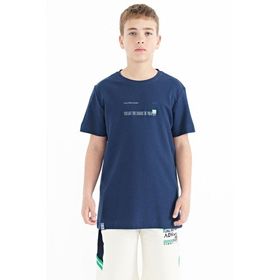 Tommylife 11117 İndigo Baskı Detaylı O Yaka Standart Kalıp Erkek Çocuk T-Shirt