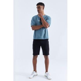 Tommylife 81136 Siyah Gizli Fermuar Arka Cepli Bağcıklı Standart Kalıp Erkek Şort