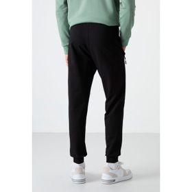 Tommylife 84587 Siyah Air Baskılı Fermuar Cepli Standart Kalıp Jogger Erkek Eşofman Altı