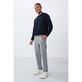 Tommylife 84669 Siyah Fermuar Cepli Dar Kalıp Klasik Paça Erkek Eşofman Altı