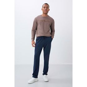 Tommylife 84682 İndigo Bağcıklı Cepli Standart Kalıp Klasik Paça Erkek Eşofman Alt
