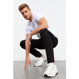 Tommylife 84682 Siyah Bağcıklı Cepli Standart Kalıp Klasik Paça Erkek Eşofman Altı
