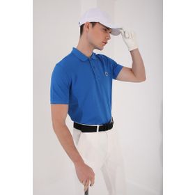 Tommylife 87768 Saks Basic Göğüs Logolu Standart Kalıp Triko Polo Yaka Erkek T-Shirt