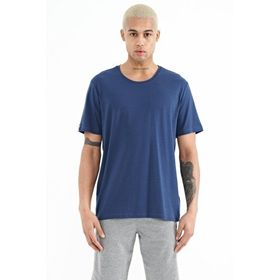 Tommylife 87911 İndigo Erkek Basic Kısa Kol Standart Kalıp O Yaka T-Shirt