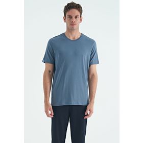 Tommylife 87911 Petrol Erkek Basic Kısa Kol Standart Kalıp O Yaka T-Shirt
