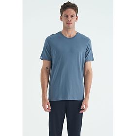 Tommylife 87911 Petrol Erkek Basic Kısa Kol Standart Kalıp O Yaka T-Shirt