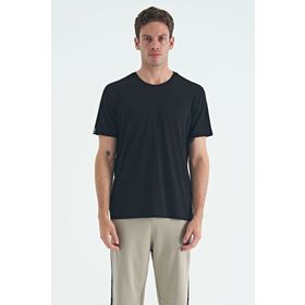 Tommylife 87911 Siyah Erkek Basic Kısa Kol Standart Kalıp O Yaka T-Shirt