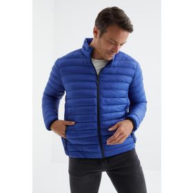 Tommylife 88166 Saks Fermuarlı Standart Kalıp Soğuğa Dayanıklı Şişme Erkek Mont