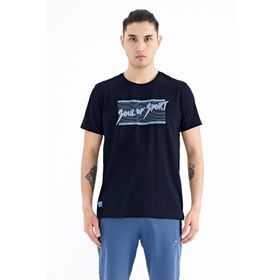 Tommylife 88172 Lacivert Yazı Desen Baskılı Standart Kalıp O Yaka Erkek T-Shirt