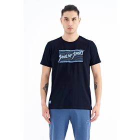 Tommylife 88172 Lacivert Yazı Desen Baskılı Standart Kalıp O Yaka Erkek T-Shirt