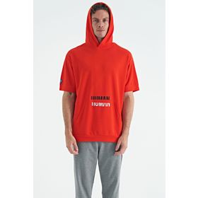 Tommylife 88195 Fiesta Kanguru Cepli Yazı Nakışlı Kapüşonlu Erkek T-Shirt