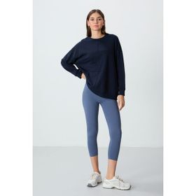 Tommylife 93097 Petrol Yüksek Bel Slim Fit Dar Paça Kadın Kapri Tayt