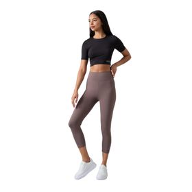 Tommylife 93097 Siyah Yüksek Bel Slim Fit Dar Paça Kadın Kapri Tayt