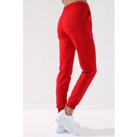 Tommylife 94561 Kırmızı Yüksek Bel Jogger Rahat Form Manşetli Kadın Eşofman Alt