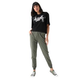 Tommylife 94561 Siyah Yüksek Bel Jogger Rahat Form Manşetli Kadın Eşofman Altı
