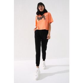 Tommylife 94561 Siyah Yüksek Bel Jogger Rahat Form Manşetli Kadın Eşofman Altı