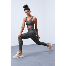 Tommylife 95281 Çağla Yüksek Bel Toparlayıcılı Sırt Detaylı Slim Fit Büstiyer Kadın Tayt Takım