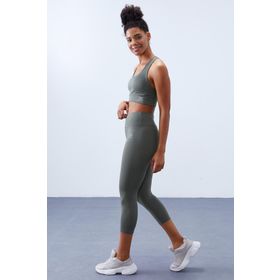 Tommylife 95283 Çağla Yüksek Bel Toparlayıcı Çapraz Sırt Detaylı Slim Fit Kadın Tayt Takım