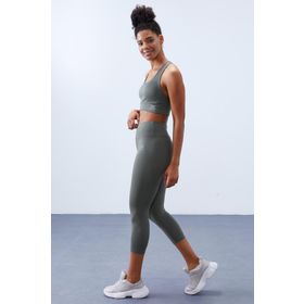 Tommylife 95283 Çağla Yüksek Bel Toparlayıcı Çapraz Sırt Detaylı Slim Fit Kadın Tayt Takım