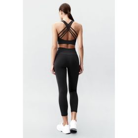 Tommylife 95283 Siyah Yüksek Bel Toparlayıcı Çapraz Sırt Detaylı Slim Fit Kadın Tayt Takım