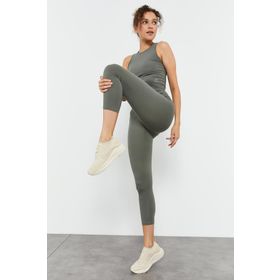 Tommylife 95284 Çağla Yüksek Bel Kapri-Crop Atlet Slim Fit Kadın Tayt Takım