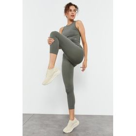 Tommylife 95284 Çağla Yüksek Bel Kapri-Crop Atlet Slim Fit Kadın Tayt Takım