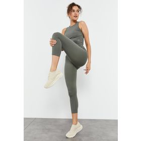 Tommylife 95284 Çağla Yüksek Bel Kapri-Crop Atlet Slim Fit Kadın Tayt Takım