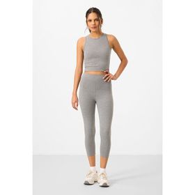 Tommylife 95284 Petrol Yüksek Bel Kapri-Crop Atlet Slim Fit Kadın Tayt Takım