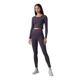 Tommylife 95286 Siyah Yüksek Bel Uzun Kollu Slim Fit Crop Top Kadın Tayt Takım